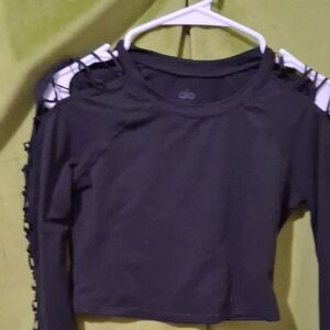 ALO Yoga Black Long Sleeve Crop Top
